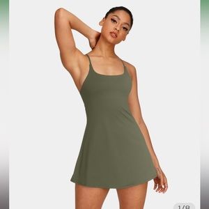 Everyday Activity Dress with Built in Shorts and Sports Bra in Grey Green - M